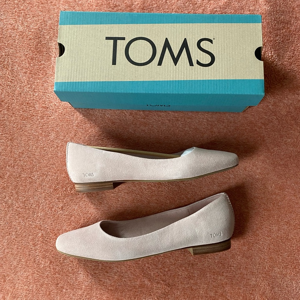 Toms Briella pink suede ballet flats, NWT